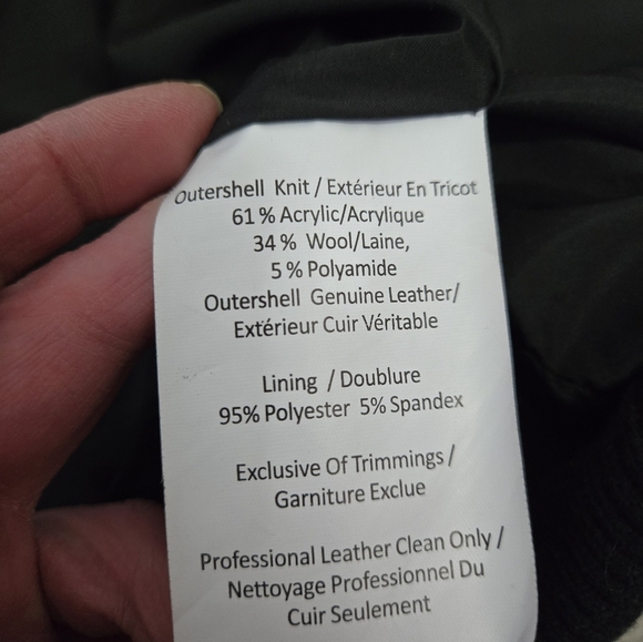 DANIER Black and White Wool Knit and Genuine Leather Moto Jacket. Size XS - Picture 11 of 14